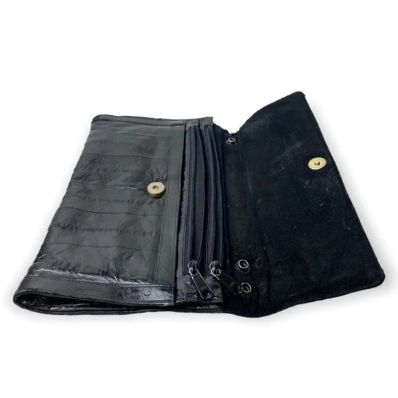 Vintage Black Eel Skin Clutch Made in Korea - Picture 6 of 13